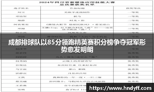 成都排球队以85分领跑精英赛积分榜争夺冠军形势愈发明朗